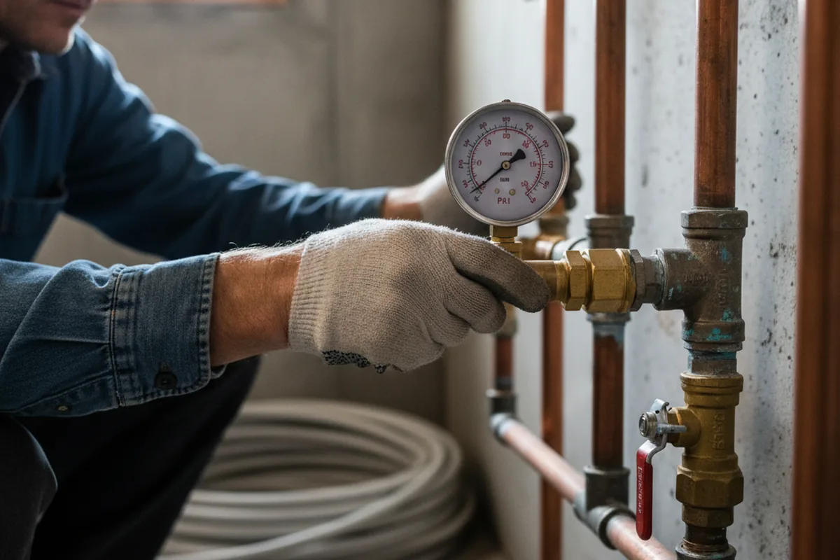 Pressure testing a repaired line during Water Line Repair in Oakesdale